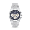 Relógio Masculino Hudson Chrono com Fundo Azul e Pulseira Prata