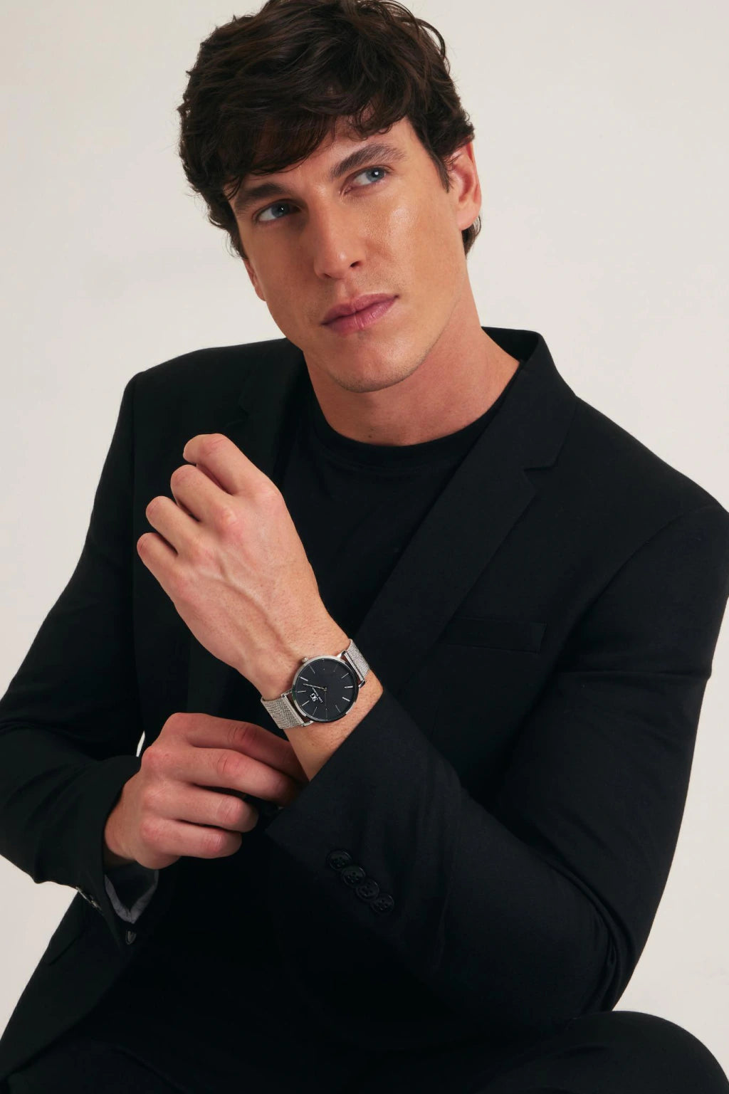 Relógio Minimalista Pulseira Prata Harlem Black Silver 40mm